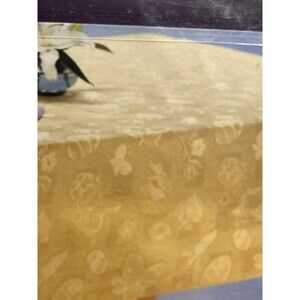 Blossoms and Blooms Yellow Easter Embossed Bunny Rabbits Chicks Eggs Tablecloth
